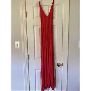 Coral Open Back Maxi Dress